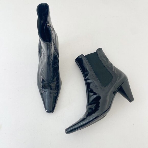 Aquatalia Ankle Boots Shoes w Heel Patent Pointed Toe - Picture 1 of 10